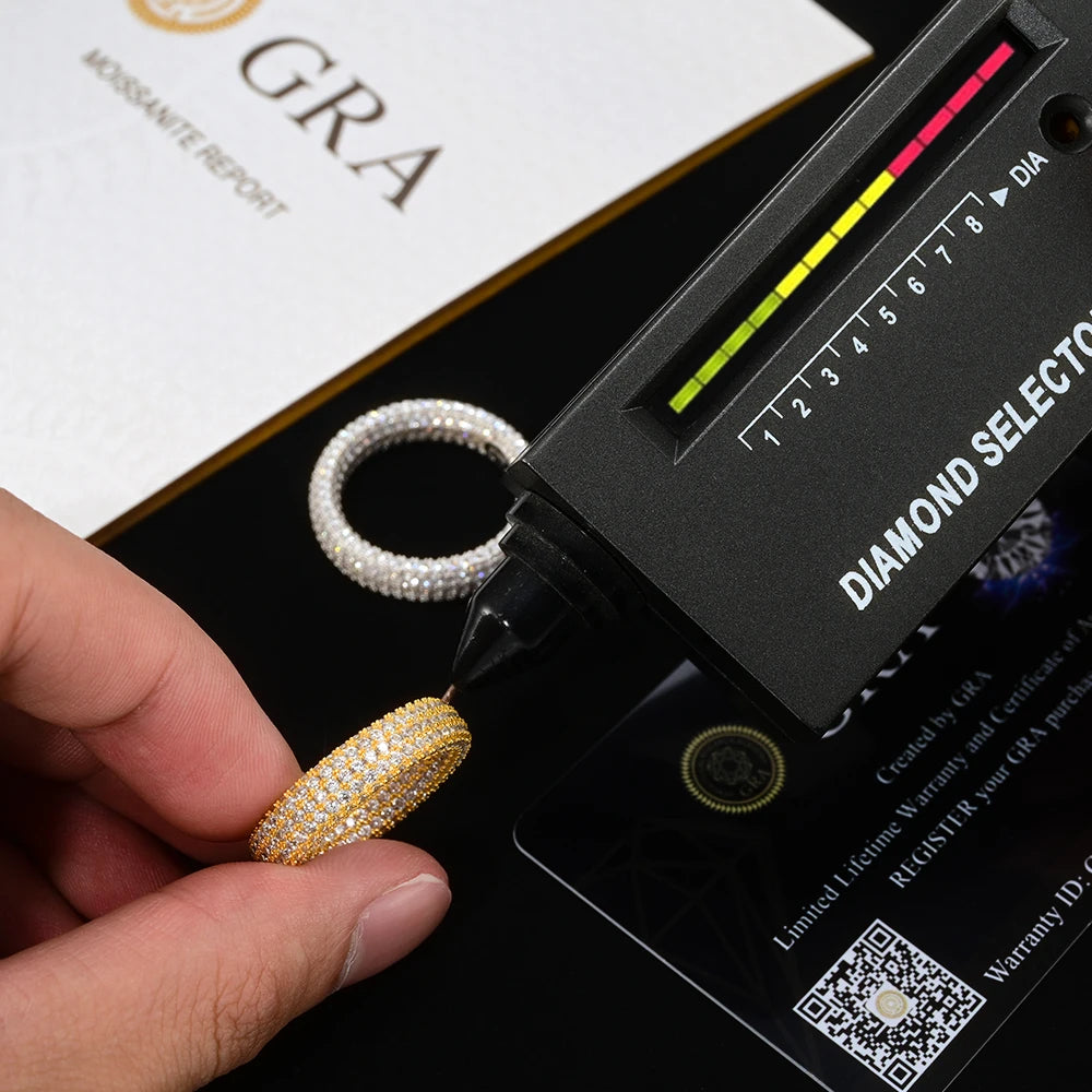 HAIVN JEWELS Iced Out Full Diamond Moissanite Ring - 925 Sterling Silver Hip Hop Jewelry for Men & Women