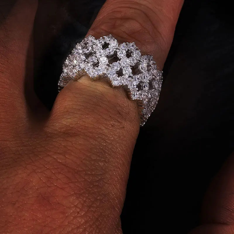 HAIVN JEWELS Iced Out Infinity Ring - 925 Sterling Silver VVS1 Moissanite Hip Hop Jewelry for Men & Women