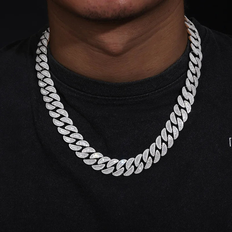 HAIVN JEWELS Iced Out Cuban Link Chain - 925 Sterling Silver VVS1 D Color Moissanite Hip Hop Jewelry for Men & Women