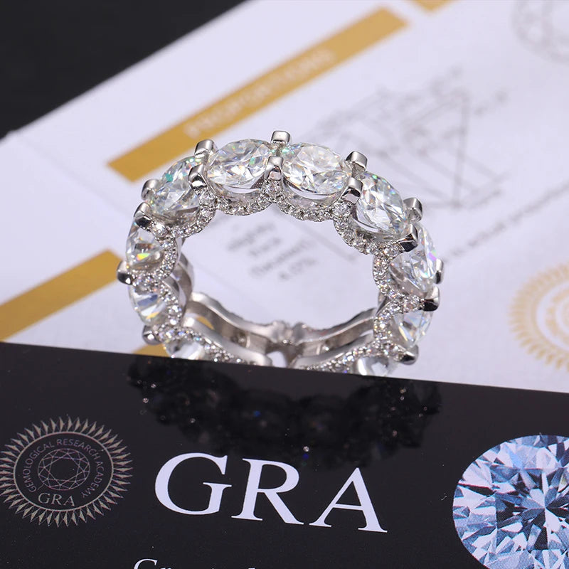 HAIVN JEWELS Moissanite Eternity Ring - 925 Sterling Silver 18K Gold Plated Hip Hop Jewelry for Men & Women