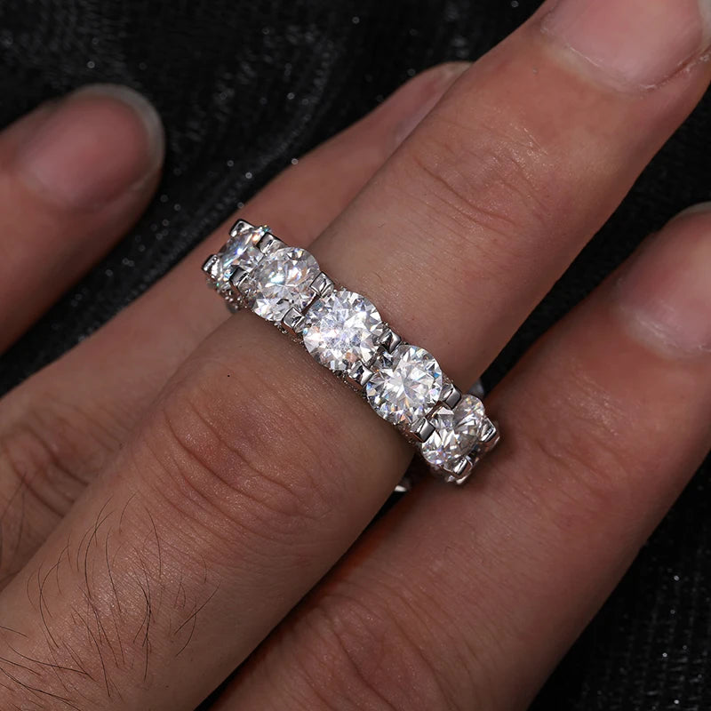 HAIVN JEWELS Moissanite Eternity Ring - 925 Sterling Silver 18K Gold Plated Hip Hop Jewelry for Men & Women