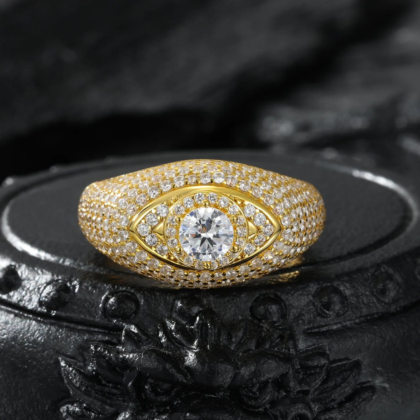 HAIVN JEWELS Iced Out Eye Ring - 925 Sterling Silver VVS1 Moissanite Hip Hop Jewelry for Men & Women