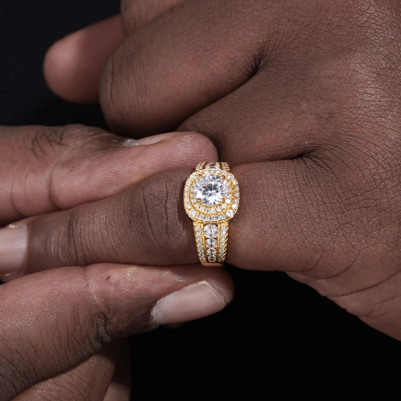 HAIVN JEWELS Classic Round Moissanite Engagement Ring - 925 Sterling Silver VVS1 Hip Hop Jewelry for Men & Women