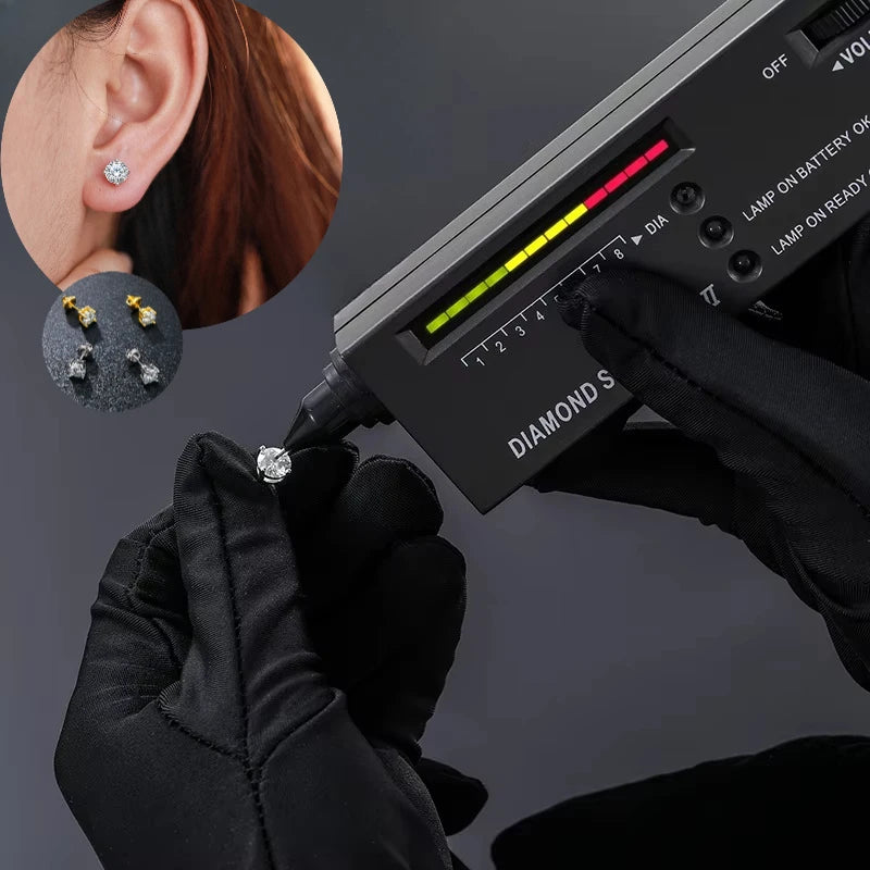 HAIVN JEWELS 6mm Round Moissanite Stud Earrings - 14K Gold Plated 925 Sterling Silver Fine Jewelry for Women