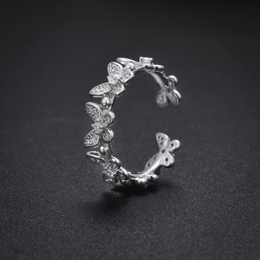 HAIVN JEWELS Butterfly Adjustable Ring - 925 Sterling Silver VVS1 Moissanite Luxury Jewelry for Men & Women