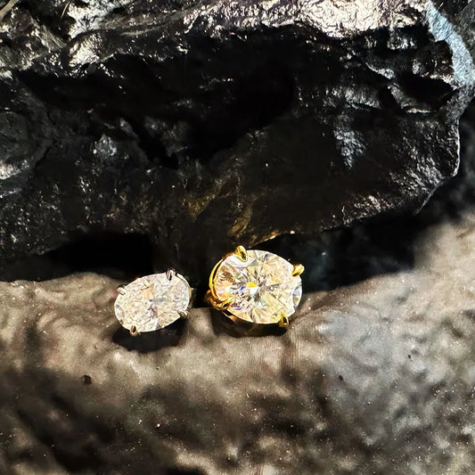 HAIVN JEWELS Oval Moissanite Stud Earrings - VVS1 925 Sterling Silver Fine Jewelry for Women & Men