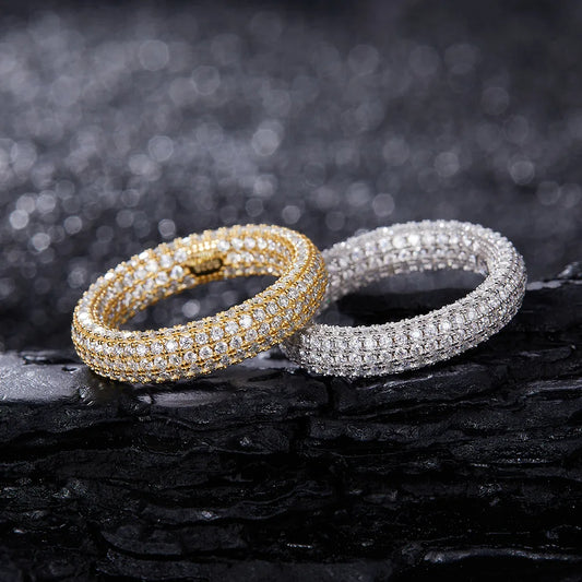 HAIVN JEWELS Iced Out Full Diamond Moissanite Ring - 925 Sterling Silver Hip Hop Jewelry for Men & Women