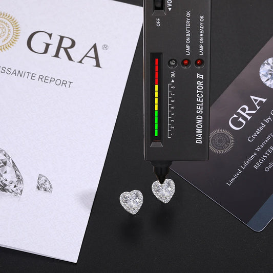 HAIVN JEWELS Heart VVS1 Moissanite Stud Earrings - 925 Sterling Silver Fine Jewelry for Men & Women