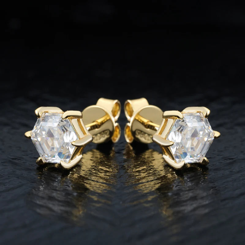 HAIVN JEWELS Geometric VVS1 Moissanite Stud Earrings - 925 Sterling Silver Fine Jewelry for Women