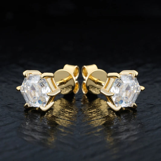 HAIVN JEWELS Geometric VVS1 Moissanite Stud Earrings - 925 Sterling Silver Fine Jewelry for Women
