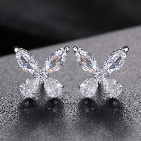 HAIVN JEWELS Luxury Butterfly Stud Earrings - 925 Sterling Silver D Color Moissanite GRA Certified Jewelry for Men & Women