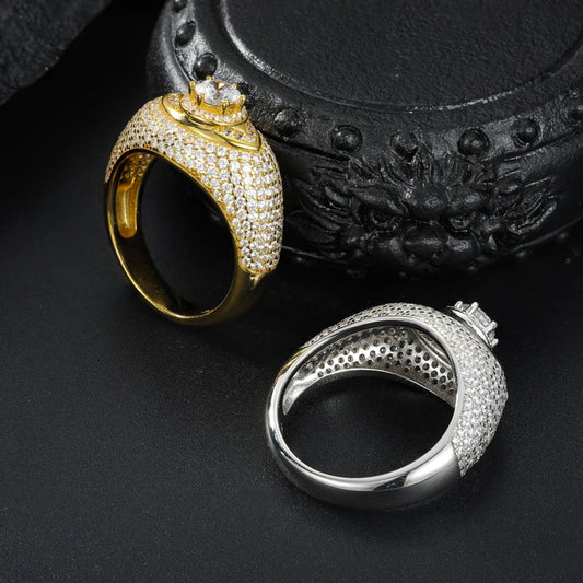 HAIVN JEWELS Iced Out Eye Ring - 925 Sterling Silver VVS1 Moissanite Hip Hop Jewelry for Men & Women