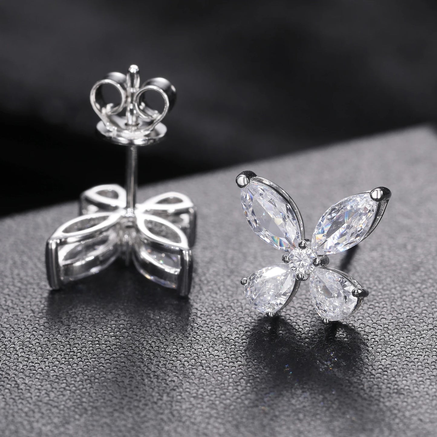 HAIVN JEWELS Luxury Butterfly Stud Earrings - 925 Sterling Silver D Color Moissanite GRA Certified Jewelry for Men & Women