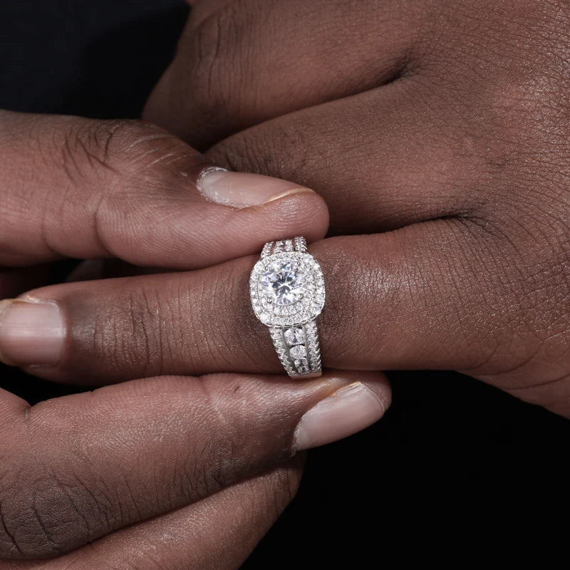 HAIVN JEWELS Classic Round Moissanite Engagement Ring - 925 Sterling Silver VVS1 Hip Hop Jewelry for Men & Women