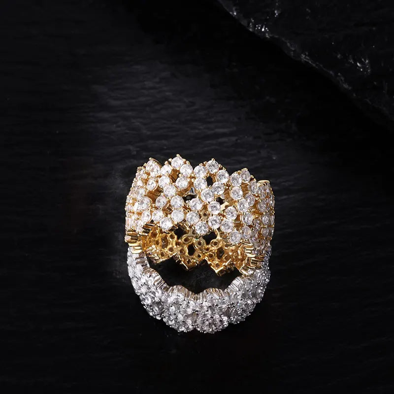 HAIVN JEWELS Iced Out Infinity Ring - 925 Sterling Silver VVS1 Moissanite Hip Hop Jewelry for Men & Women