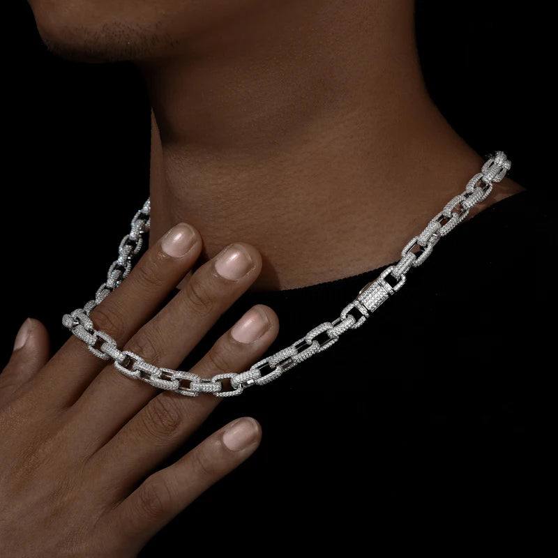 HAIVN JEWELS Iced Out Cuban Link Chain - 925 Sterling Silver VVS1 Moissanite Hip Hop Jewelry for Men & Women