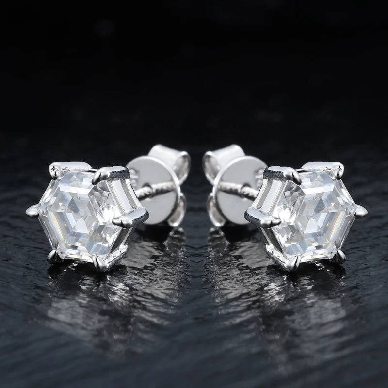 HAIVN JEWELS Geometric VVS1 Moissanite Stud Earrings - 925 Sterling Silver Fine Jewelry for Women
