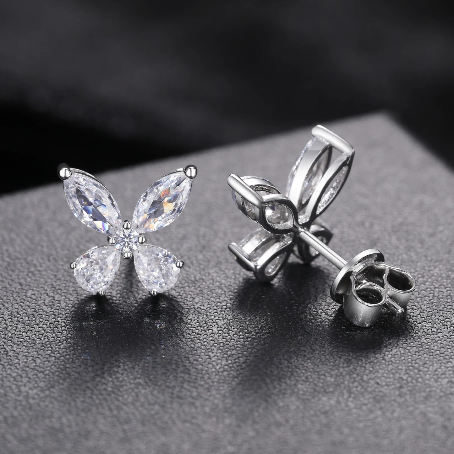 HAIVN JEWELS Luxury Butterfly Stud Earrings - 925 Sterling Silver D Color Moissanite GRA Certified Jewelry for Men & Women