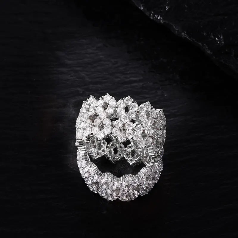 HAIVN JEWELS Iced Out Infinity Ring - 925 Sterling Silver VVS1 Moissanite Hip Hop Jewelry for Men & Women