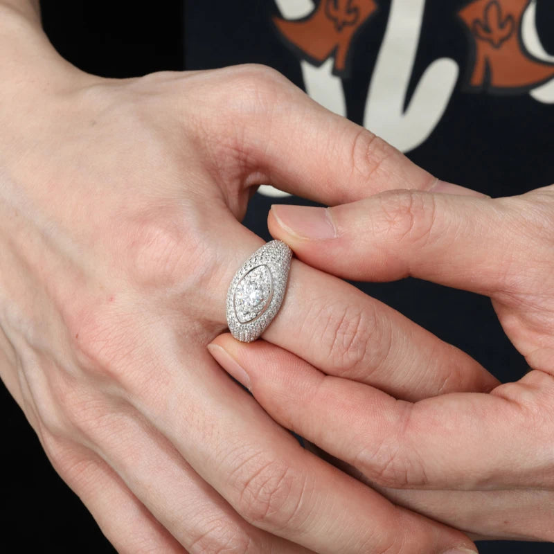 HAIVN JEWELS Iced Out Eye Ring - 925 Sterling Silver VVS1 Moissanite Hip Hop Jewelry for Men & Women