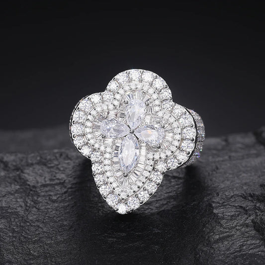 HAIVN JEWELS Cross Moissanite Ring - Iced Out 925 Sterling Silver Hip Hop Statement Ring for Men