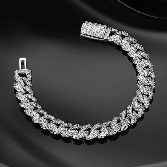 HAIVN JEWELS Iced Out 10mm Cuban Chain Necklace 925 Sterling Silver With Moissanite  Hip Hop Jewelry