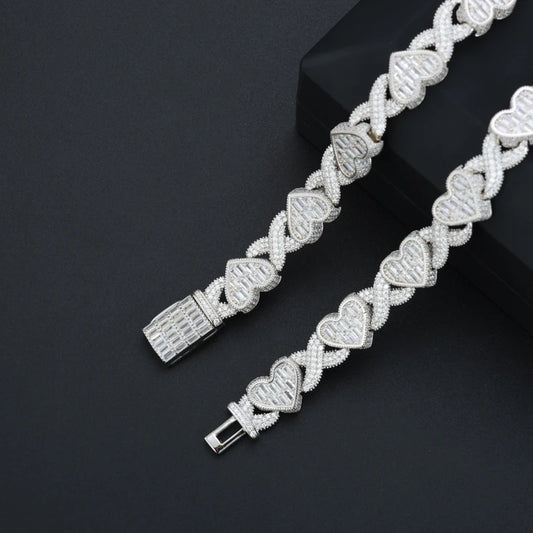 HAIVN JEWELS Iced Out Heart Necklace - 925 Sterling Silver VVS1 Moissanite Hip Hop Jewelry for Men & Women