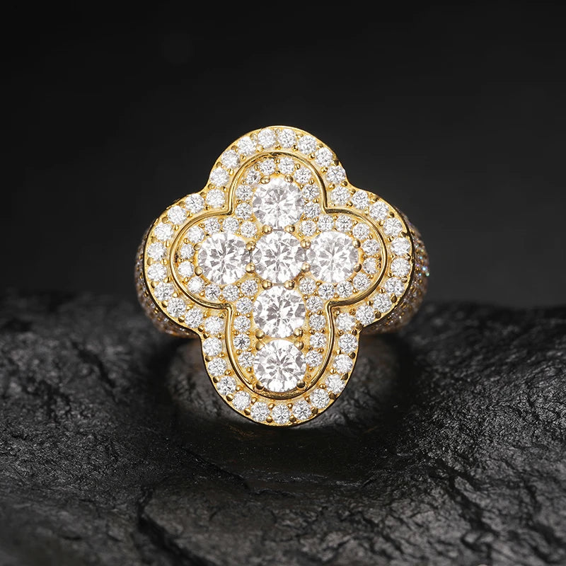 HAIVN JEWELS Cross Moissanite Ring - Iced Out 925 Sterling Silver Hip Hop Statement Ring for Men