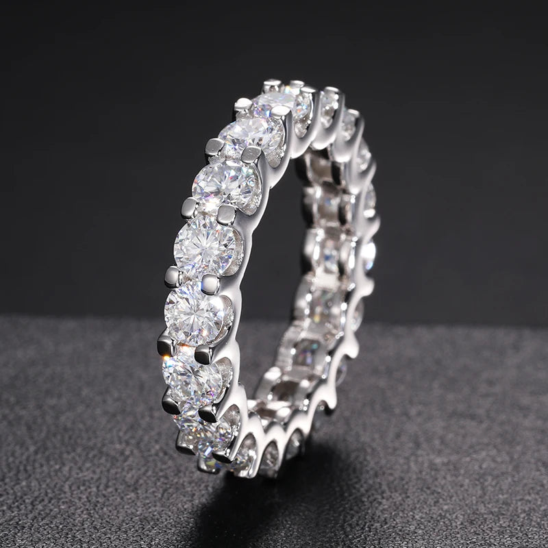 HAIVN JEWELS 3MM VVS1 Moissanite Eternity Engagement Ring - 925 Sterling Silver Wedding Band for Women & Men