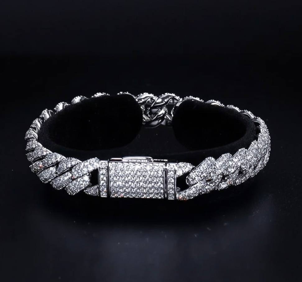 HAIVN JEWELS Iced Out 10mm Cuban Chain Necklace 925 Sterling Silver With Moissanite  Hip Hop Jewelry